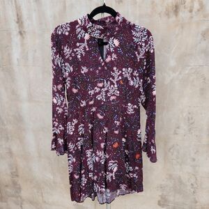 Two arrows dark floral keyhole bell sleeve dress